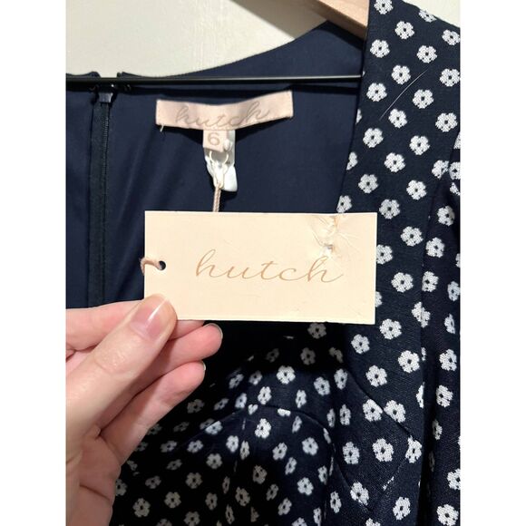 NWT Hutch Jenessa Polka Dot Mini Dress Mod Floral Navy Women's Size 6 - Picture 6 of 13